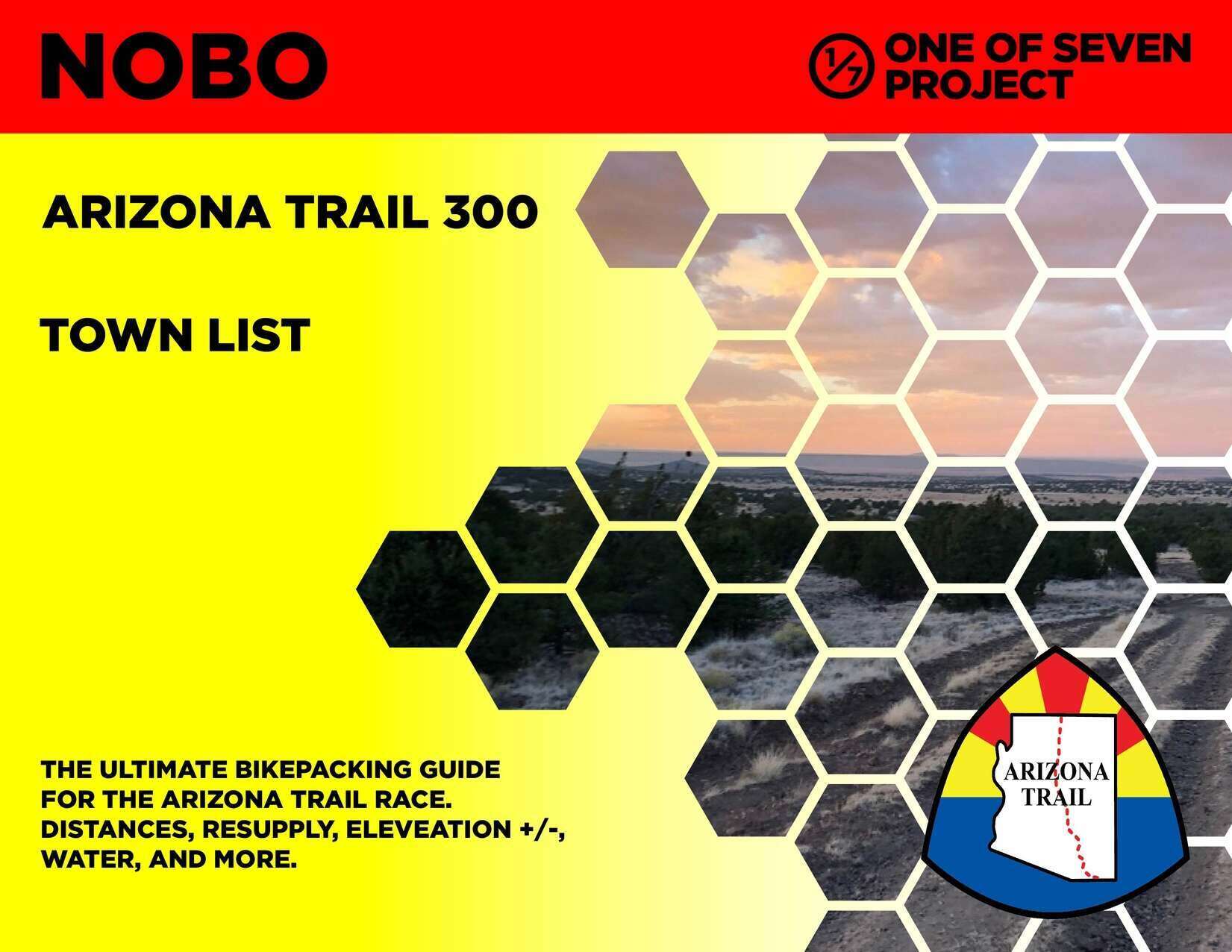 Cover art for the 2025 Arizona Trail Race (AZTR) 300 Town List, highlighting resupply points and key stops.