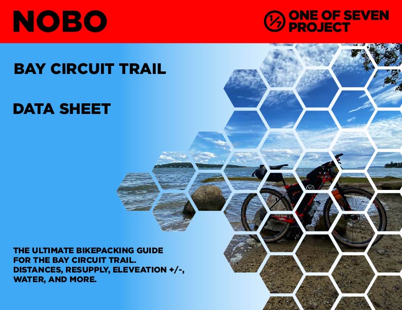 Cover art for the 2025 Bay Circuit Trail (BCT) NOBO Data Sheet, created for northbound bikepackers exploring this beautiful and historical route.