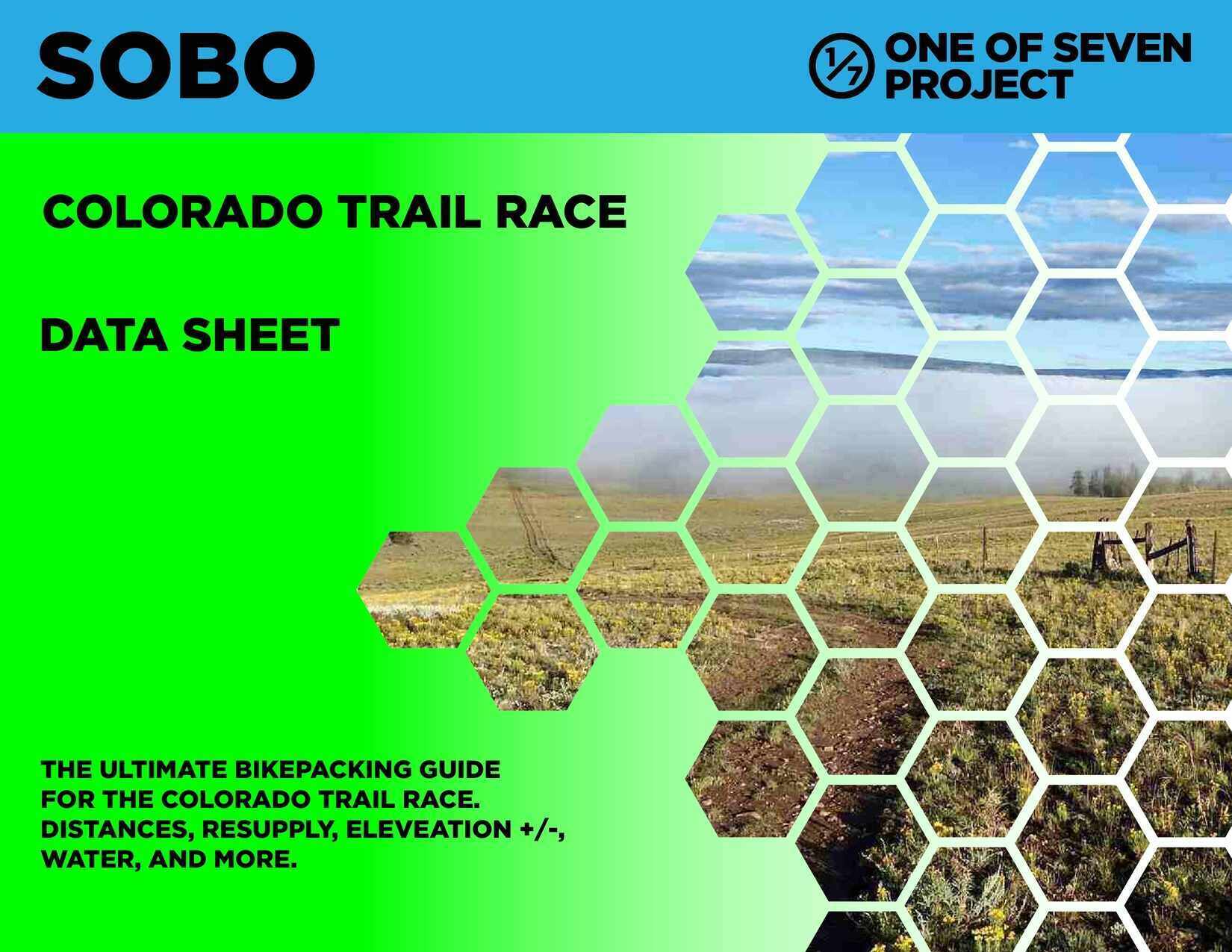 Cover art for the 2025 Colorado Trail Race (CTR) Data Sheet, designed to provide essential route details for bikepackers.