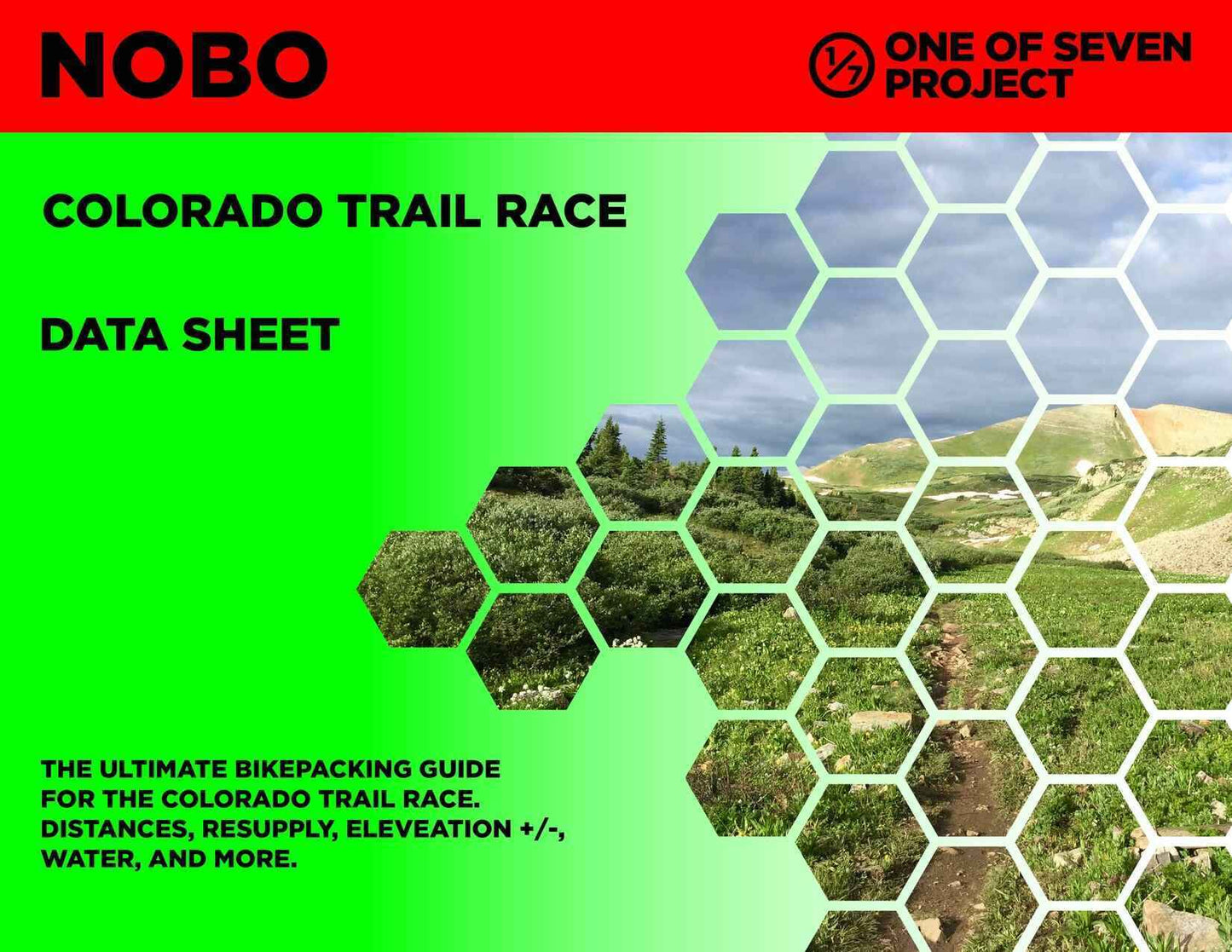 Cover art for the 2025 Colorado Trail Race (CTR) NOBO Data Sheet, designed for bikepackers traveling northbound.