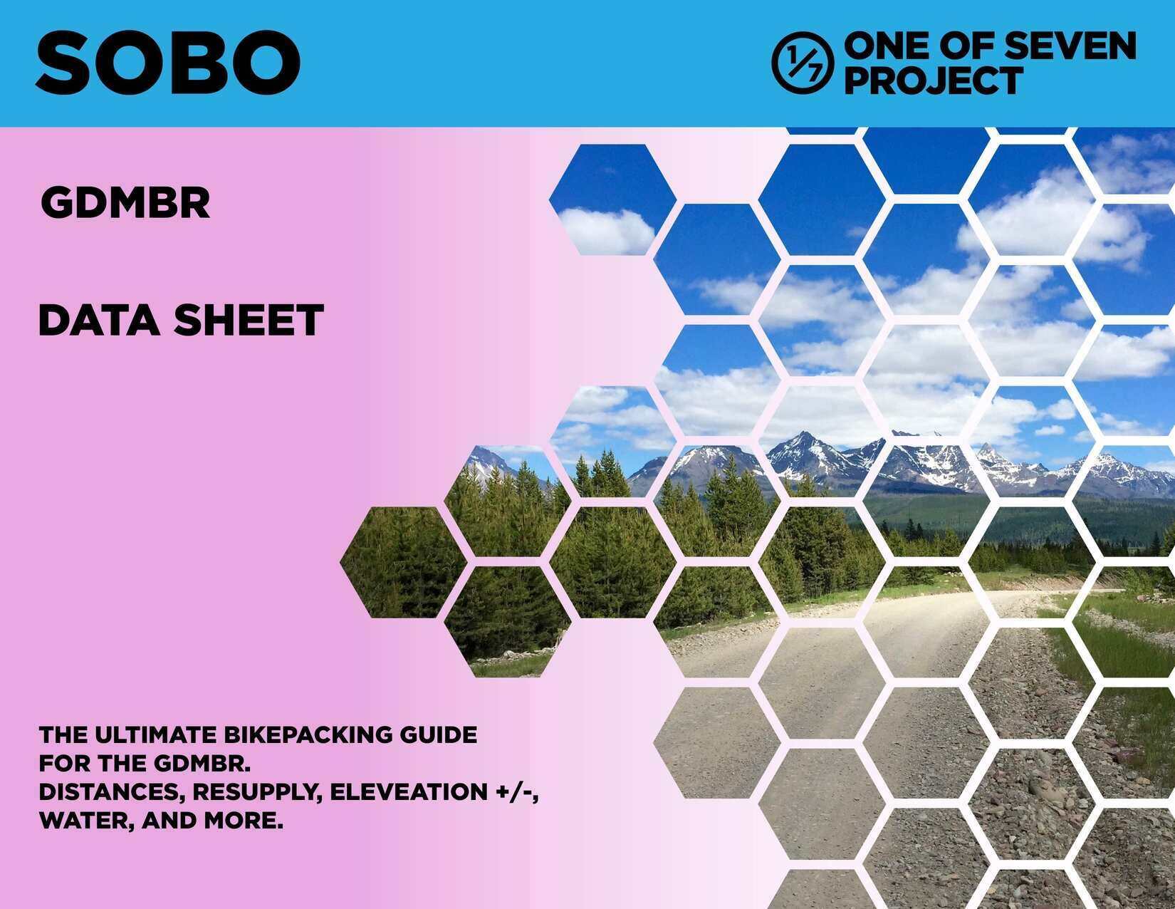 Cover art for the 2025 Great Divide Mountain Bike Route (GDMBR) SOBO Data Sheet, designed for southbound bikepackers.