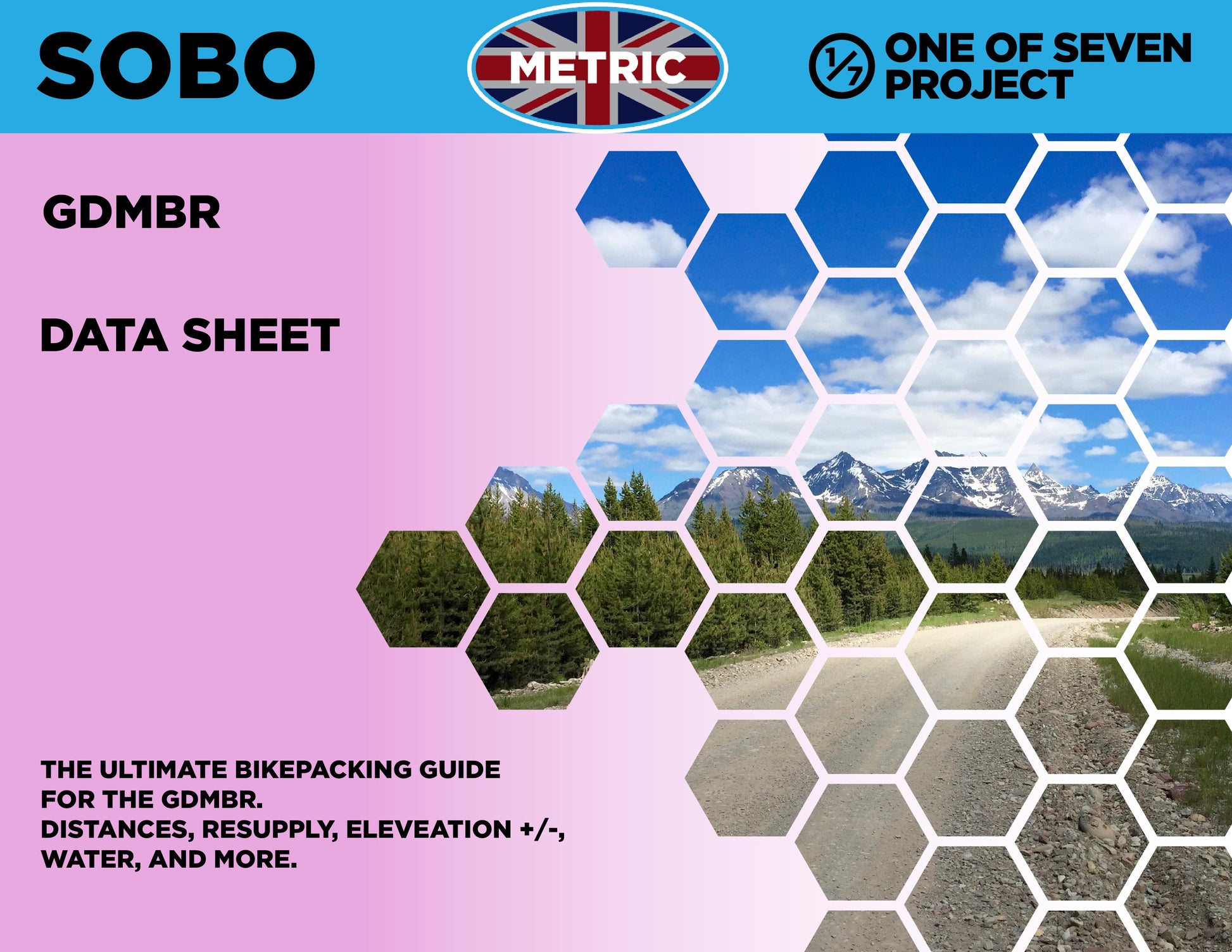 Cover art for the 2025 Great Divide Mountain Bike Route (GDMBR) SOBO Data Sheet metric, designed for southbound bikepackers.