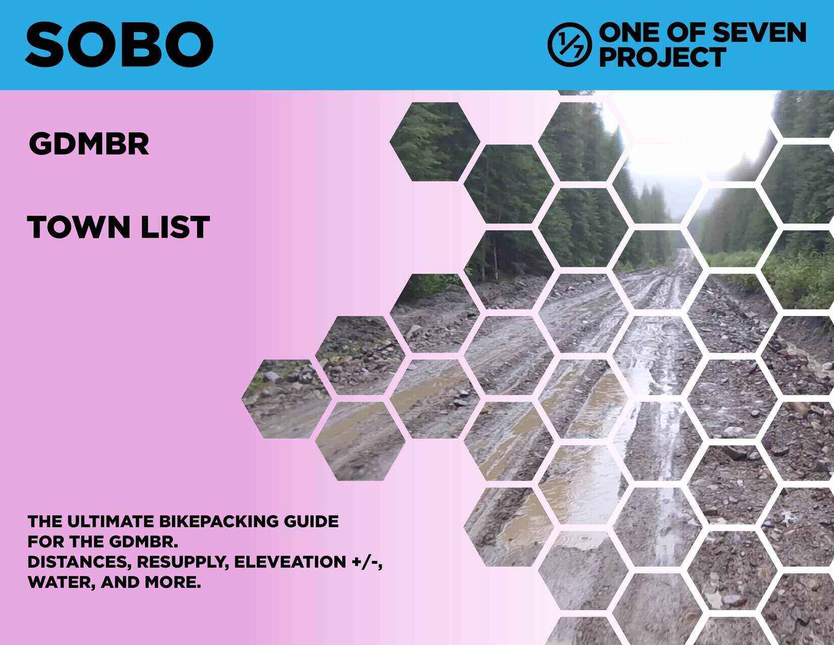 Cover art for the 2025 Great Divide Mountain Bike Route (GDMBR) SOBO Town List, highlighting key stops and elevation changes.