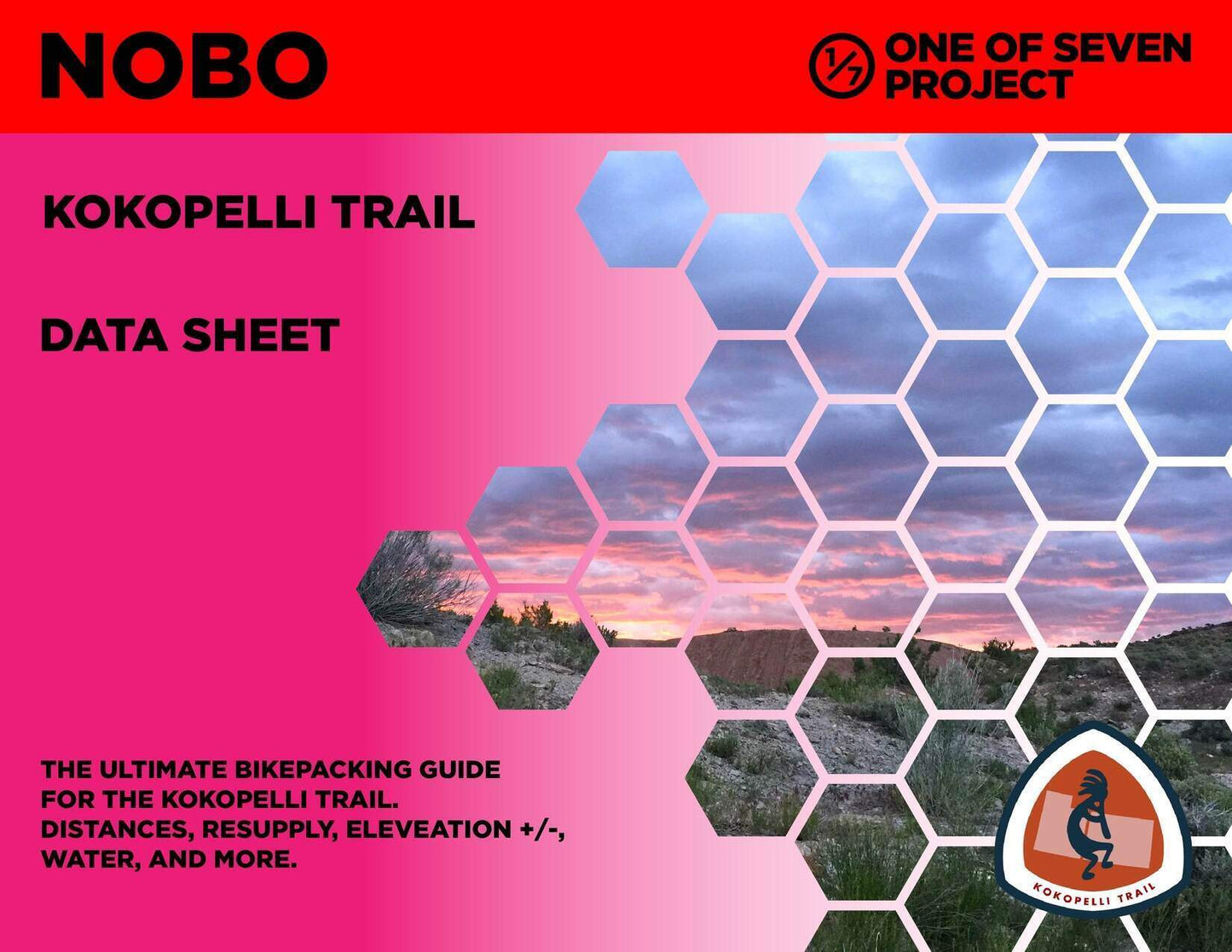 Cover art for the 2025 Kokopelli Trail NOBO Data Sheet, tailored for bikepackers traveling northbound.