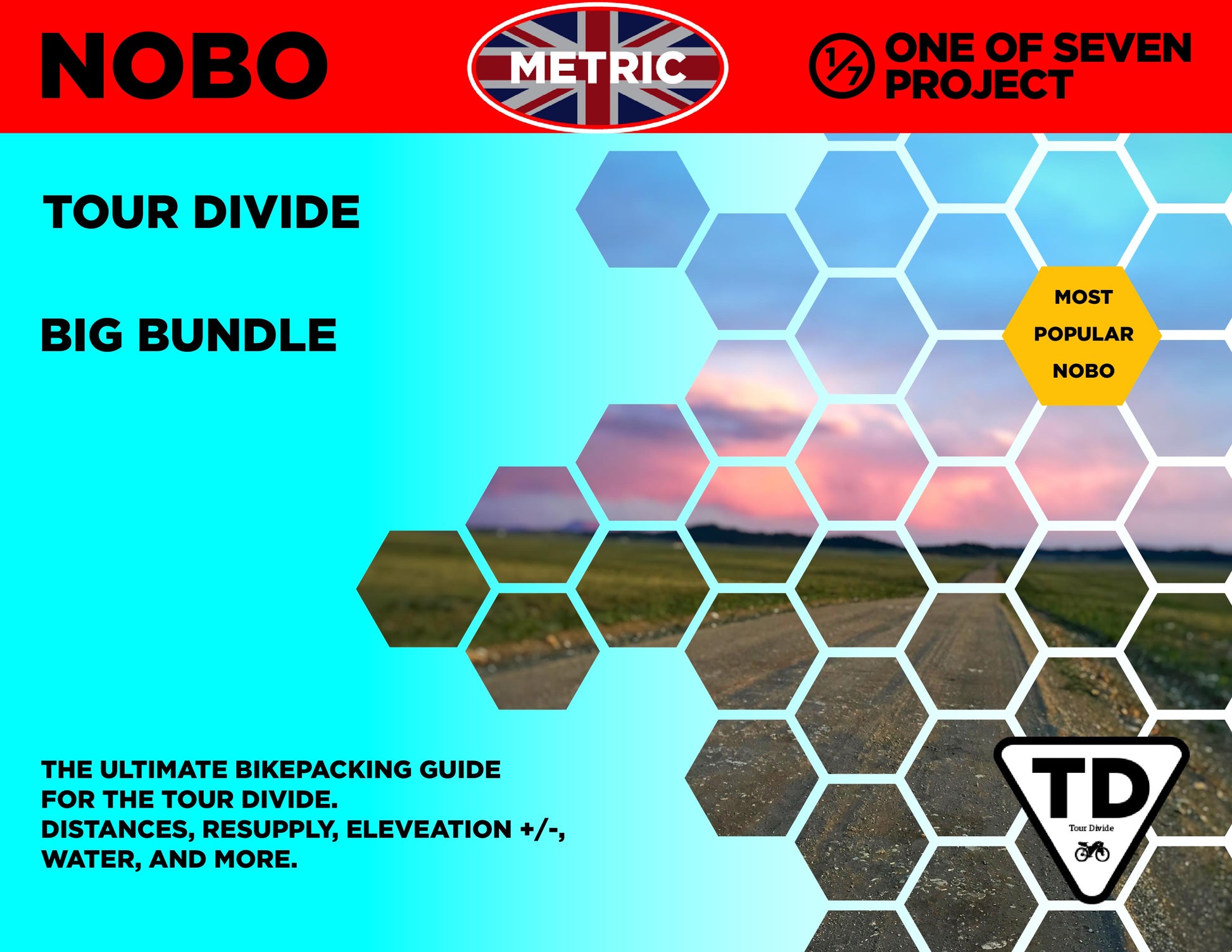 Cover art for the 2025 Tour Divide Metric NOBO Planning Aids Big Bundle, designed for metric-based northbound planning.