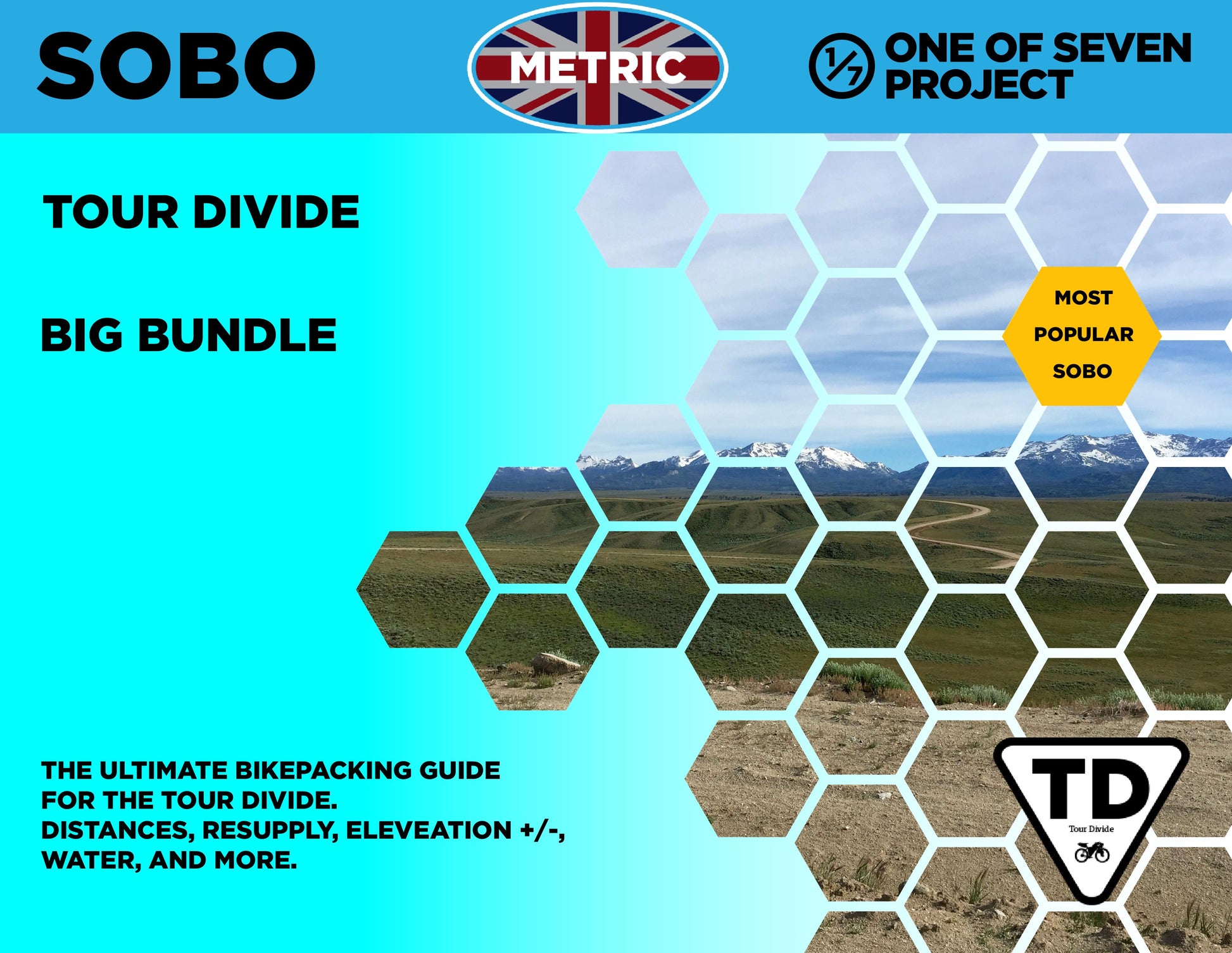 Cover art for the 2025 Tour Divide Metric NOBO Planning Aids Big Bundle, designed for metric-based northbound planning.
