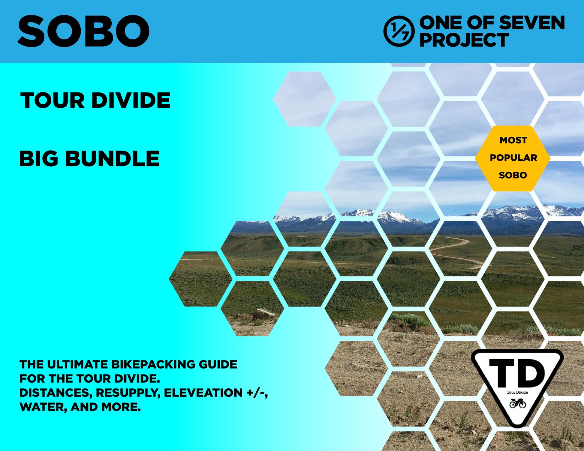 Cover art for the 2025 Tour Divide SOBO Planning Aids Big Bundle, featuring comprehensive planning tools for southbound riders.