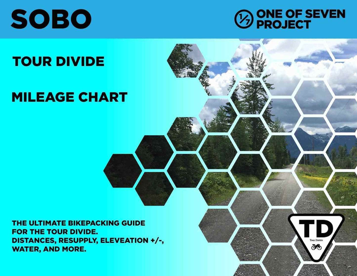 Cover art for the 2025 Tour Divide SOBO Planning Aids Mileage Chart, outlining route distances.