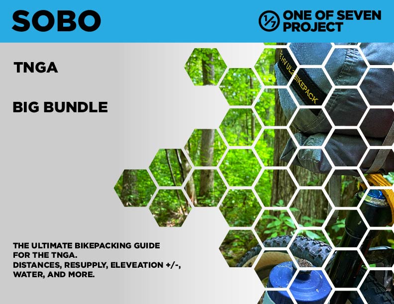 Cover art for the 2025 Trans North Georgia Adventure (TNGA) SOBO Big Bundle, providing comprehensive resources for the route.