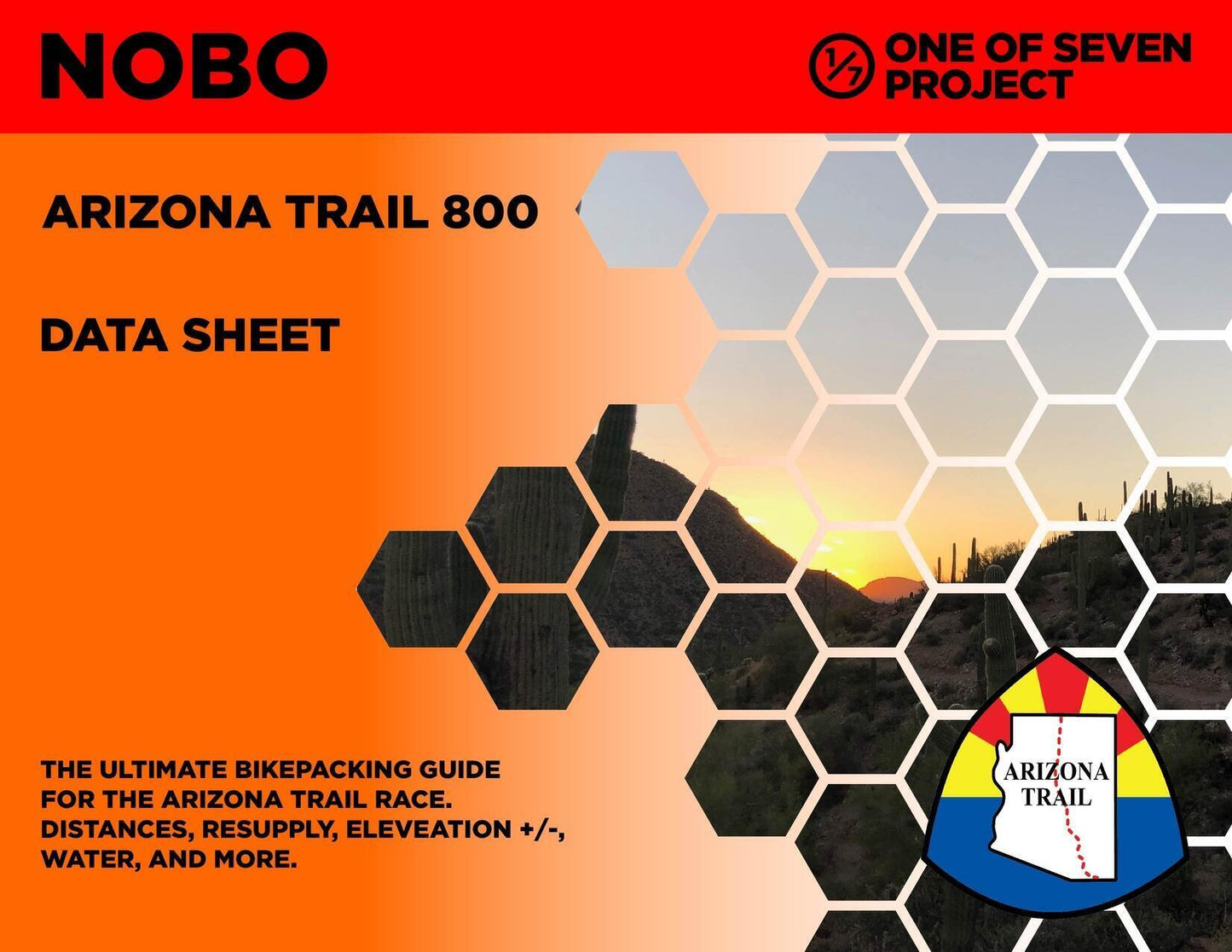 Cover art for the 2025 Arizona Trail Race (AZTR) 800 Data Sheet, created for bikepackers tackling the 800-mile route.